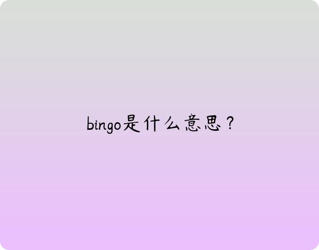 bingo是什么意思？