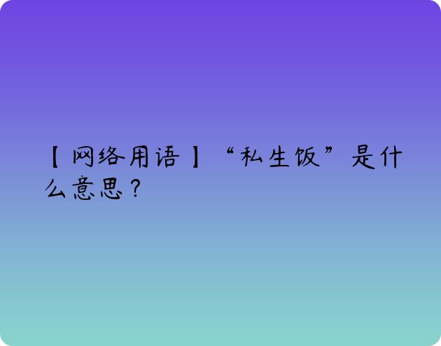 【网络用语】“私生饭”是什么意思？