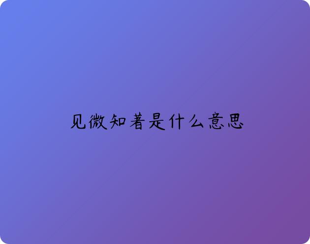 见微知著是什么意思