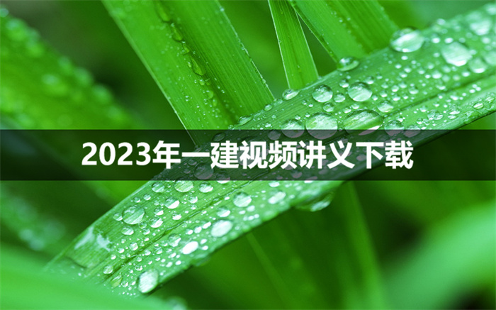 魏国安2023年一建学习视频讲义【基础直播班】