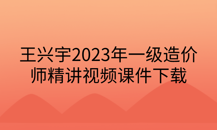 王兴宇2023年一级造价师精讲视频课件下载【完整】