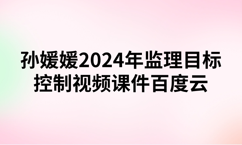 孙媛媛2024年监理目标控制视频课件百度云