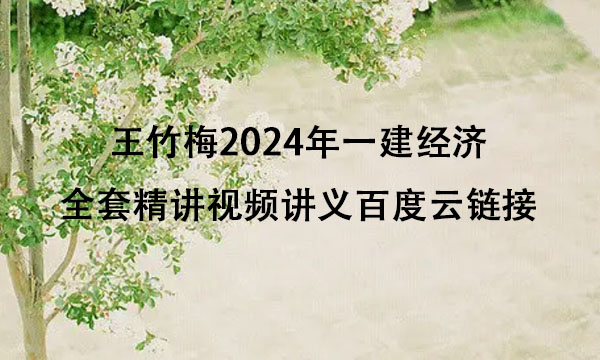 王竹梅2024年一建经济全套精讲视频讲义百度云链接