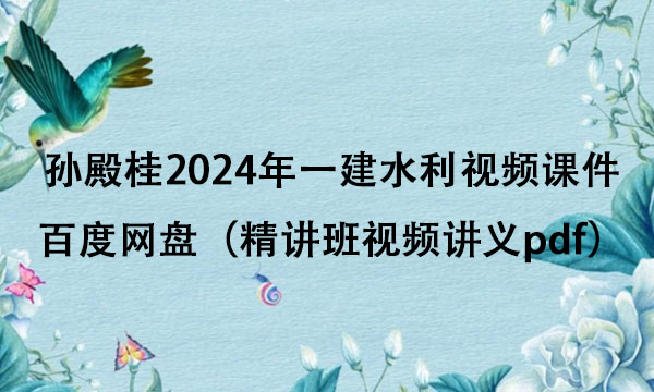 孙殿桂2024年一建水利视频课件百度网盘（精讲班视频讲义pdf）