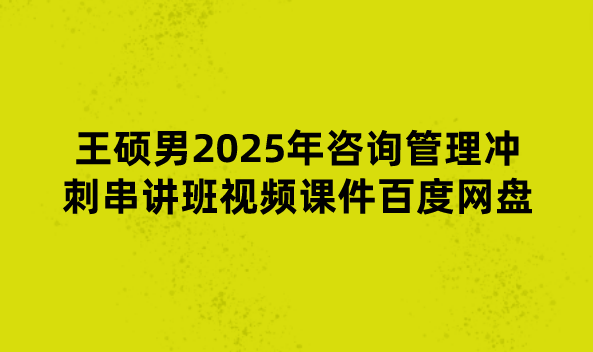 王硕男2025年咨询管理冲刺串讲班视频课件百度网盘