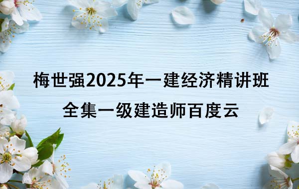 梅世强2025年一建经济精讲班全集一级建造师百度云